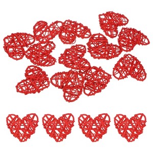 Unique Bargains Heart Shaped Wicker Rattan Decorative DIY Crafts Balls 2.4 Inch 12 Pcs - 1 of 4