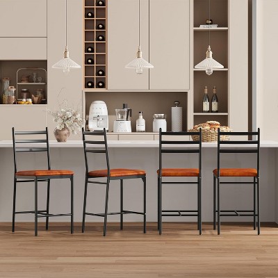 Nasitip Bar Stools Set , Faux Leather Bar Chair with Back, Thick Cushion, Counter Height Bar Stools for Kitchen Island