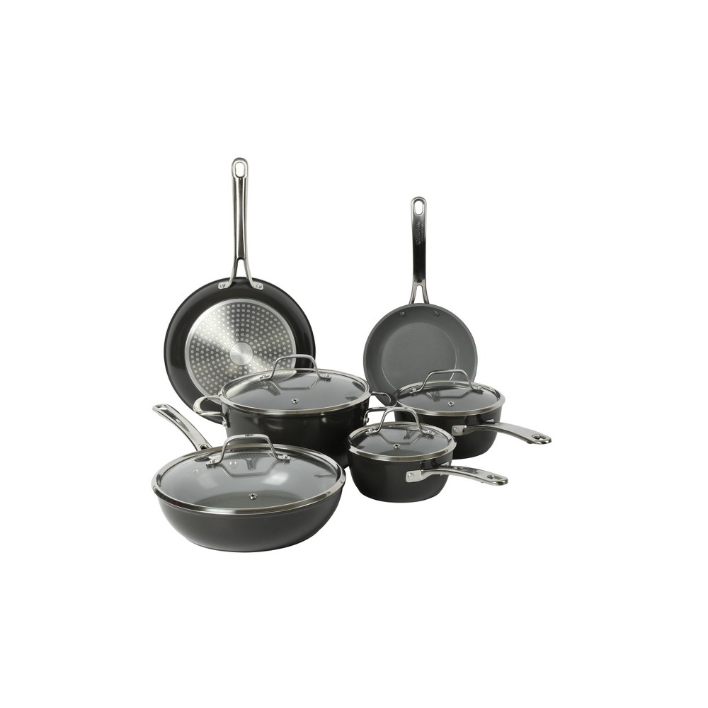 Sur La Table Kitchen Essentials 10pc Titanium Ceramic Nonstick Aluminum Set Black