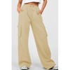 Women High Waisted Drawstring Wide Leg Cargo Pants Casual Baggy Joggers Pants with Pockets - 3 of 4
