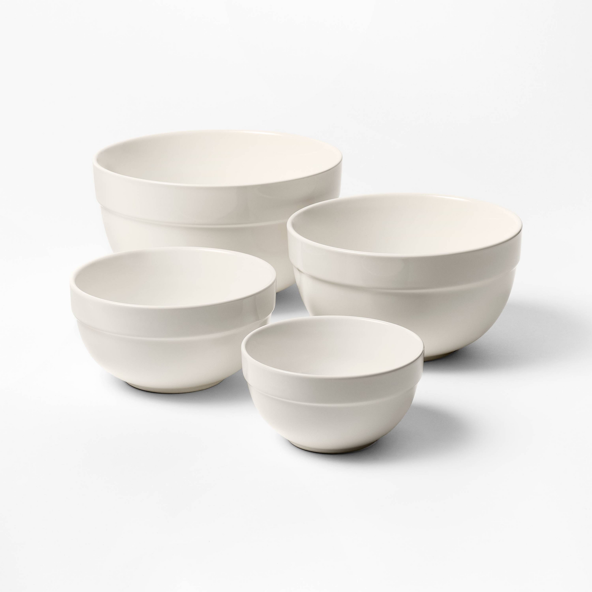 4pc Stoneware Mixing Bowl Set Cream - Figmint™