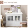 PawHut Dog Crate Furniture, Wooden End Table with Triple Doors & Steel Tubes, Indoor Dog Kennel for Small Dogs, White - Nertpow - 3 of 4