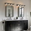 DORESshop Modern 4-Light LED Vanity Light Black Bathroom Wall Sconce with Square Crystal Shades for Bathroom Bedroom and Mirror Lighting - 3 of 4