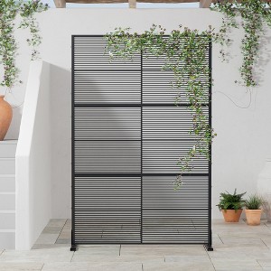 Wooakway 72"H Black Woven Metal Room Divider Privacy Screen with Trellis for Garden Patio - 1 of 4