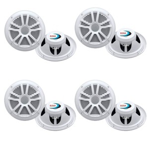 Boss Audio MR6W 6.5" 180W Dual Cone Marine/Boat Speakers Stereo, White (8 Pack) - 1 of 4