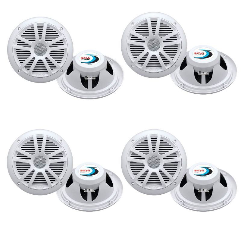 Boss Audio MR6W 6.5" 180W Dual Cone Marine/Boat Speakers Stereo, White (8 Pack), 1 of 7