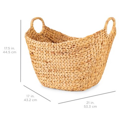Natural Handwoven Wicker Hyacinth Storage Basket with Handles