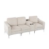 Modular Corduroy Sectional Sofa - 3-Seater Convertible Couch with USB Charging & Cup Holders, Customizable Layout for Living Room - 2 of 4