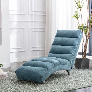 Kumasinova Electric Massage Recliner Chair with 5 Modes, Linen Upholstered Chaise Lounge with Remote Control & Side Pocket, Tufted Accent Chair - 1 of 4