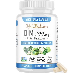 DIM 200mg with BioPerine, Estrogen Supplement for Women, Supports Hormone Balance, SMNutrition, 60 Capsules - 1 of 4