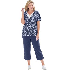 Woman Within Plus Size 2-Piece Tunic And Capri Set - 1 of 4