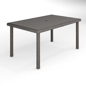 Martha Stewart Bedford 62" Indoor-Outdoor Patio Table with Engineered Wood Top in Rattan Wicker - 1 of 4