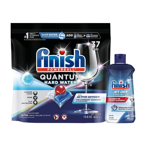 Finish Quantum Hardwater Dishwasher Detergent And Jet Dry Rinse
