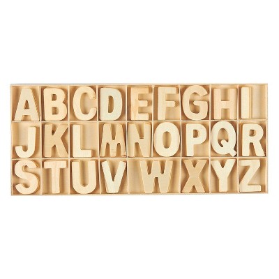 Juvale 104-Piece Wooden Alphabet Letters, Wood Craft Letter Blocks with Storage Tray Set for Kids, Toddlers Learning Toys, Home Decor, 2 inches