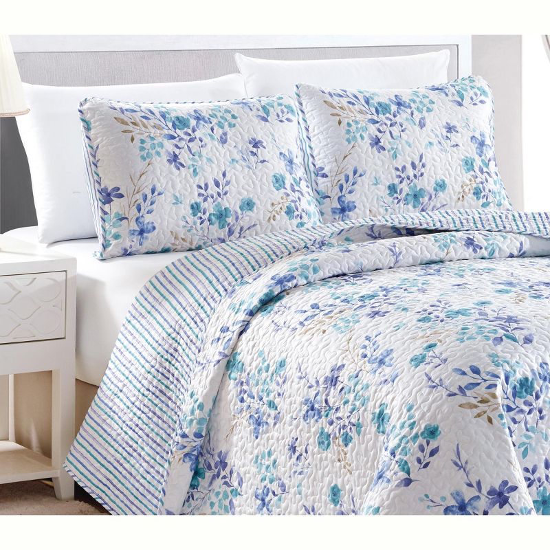 Great Bay Home April Morning Floral Printed Quilt Set, 3 of 6