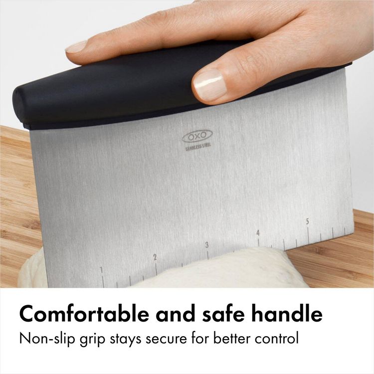 OXO Stainless Steel Multi-Purpose Scraper and Chopper: Kitchen Bench & Food Scraper, Dishwasher-Safe, Black, 3 of 7