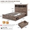 SinCiDo Farmhouse Queen Wood Bed Frame, 52" Tall Headboard with 4 Storage Drawers, LED Light & Charging Station, No Box Spring Needed - 2 of 4