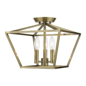 Livex Lighting Devone 3 - Light Semi-Flush Mount in  Antique Brass - 1 of 4