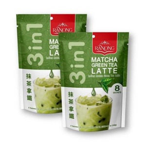 Ranong Instant Matcha Latte Mix 3-in-1 Tea Mix  (8 X 20g.) 5.64 Oz. (Pack of 2) - 1 of 4