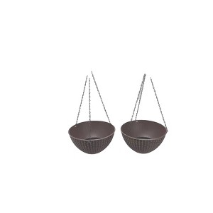 Ultimate Innovations 2pk 11" Steel Self Watering Indoor & Outdoor Hanging Baskets Brown - 1 of 2