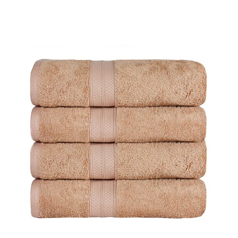 4 Piece Bath Towel Set, Rayon From Bamboo And Cotton, Plush And Thick,  Solid Terry Towels With Dobby Border, Sand - Blue Nile Mills : Target