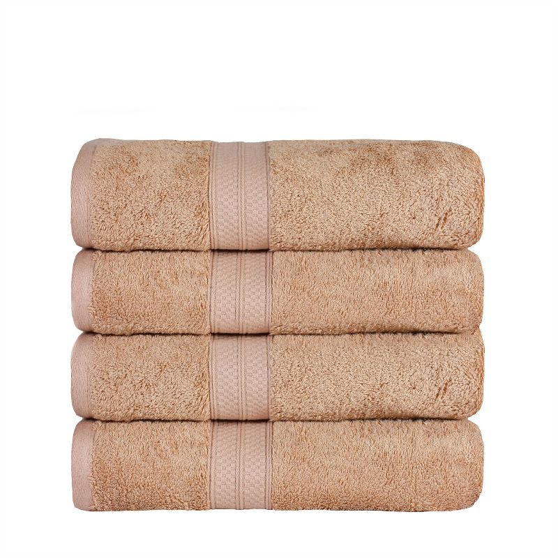 4 Piece Bath Towel Set, Rayon From Bamboo and Cotton, Plush and Thick, Hypoallergenic, Solid Terry Towels with Dobby Border by Blue Nile Mills, 1 of 6