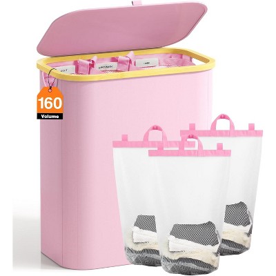 Laundry Basket with Lid, 145L Extra Large Laundry Hamper 3 Section Dirty Clothes Hampers