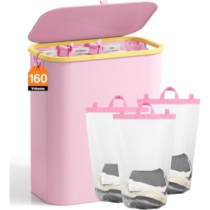 Laundry Basket with Lid, 145L Extra Large Laundry Hamper 3 Section Dirty Clothes Hampers - 1 of 4