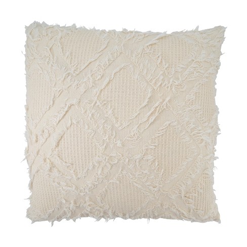 Saro Lifestyle Fringe Waffle Weave Throw Pillow With Poly Filling - image 1 of 3