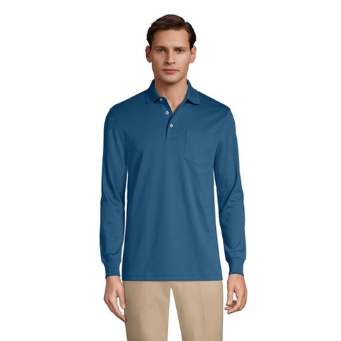 Lands' End Men's Tall Long Sleeve Super Soft Supima Polo Shirt With ...