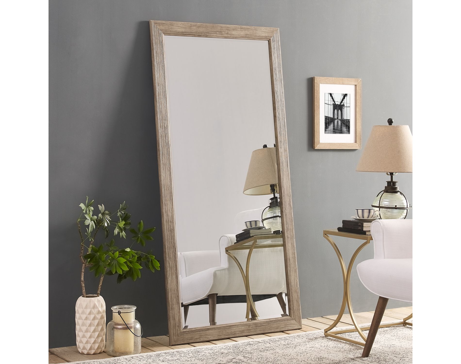 Home Imports Emporium Rustic Floor Full Length Mirror for Bedroom in Natural