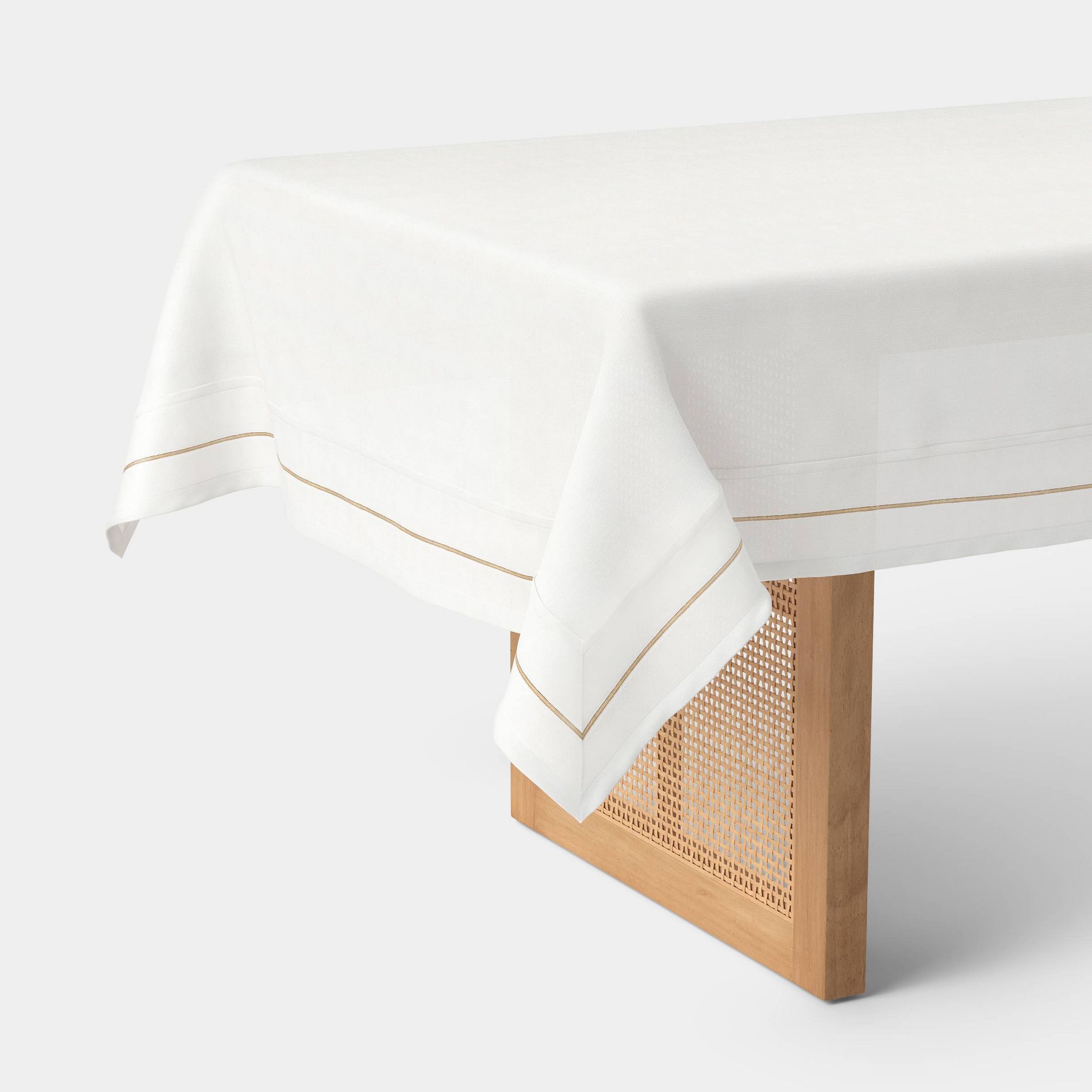 60"x84" Sateen Tablecloth Cream with Gold - Threshold™