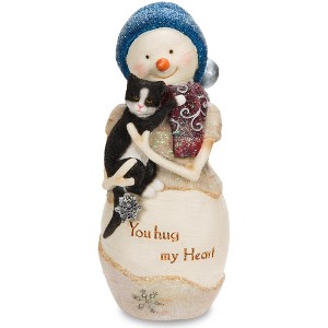 Pavilion Gift Company - You Hug my Heart - 5" Snowman Holding Cat - Decorative Objects - 1 of 4