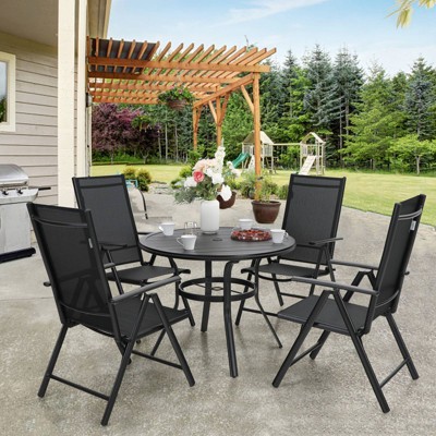 5pc Patio Dining Set with Round Table & Foldable Chairs - Captiva Designs