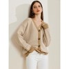 Allegra K Women's Striped Open Front Button Down V Neck Sweater Cardigans - 2 of 4