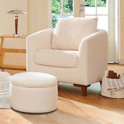 Fluffy Accent Reading Chair With Ottoman Colamy Cream Target