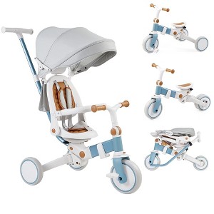7 in 1 Baby Tricycle, Foldable Toddler Tricycle with Removable and Adjustable Parent Handle - 1 of 4