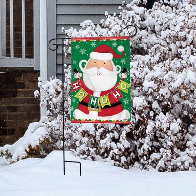 Santa Ho Ho Ho Christmas Garden Flag with Snowflakes