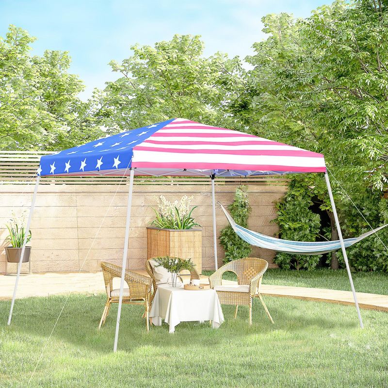 Outsunny 10' x 10' Pop Up Canopy Event Tent with American Flag Roof, Slanted Legs, Easy Height Adjustable for Wedding Party for Patio Backyard Garden, 3 of 9