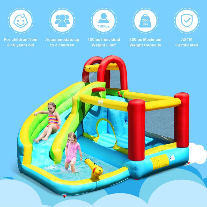 Costway Inflatable Kids Water Slide Jumper Bounce House Splash Water Pool W/ 480W Blower, 3 of 11