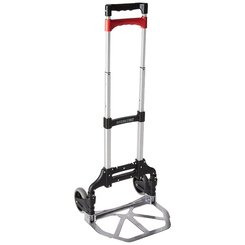 Magna Cart Personal MCX Folding Aluminum Luggage Hand Truck Cart with Telescoping Handle & Ball Bearing Rubber Wheels, 150 lb Capacity, Black (3 Pack), 2 of 7