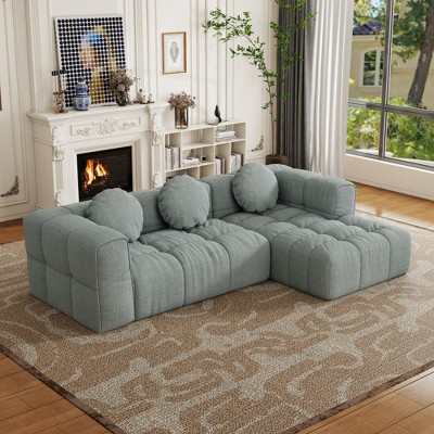 103" Chenille Upholstered L-Shaped Modular Sectional Sofa with 3 Pillows, Free Combination Sofa for Living Room, Apartment, and Bedroom