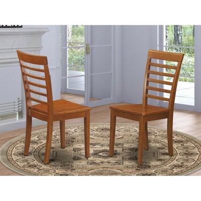 Saddle Brown Ladderback Solid Wood Dining Chairs, Set of 2
