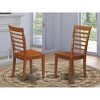 East West Furniture, Milan kitchen chair with Wood Seat - Saddle Brown Finish, Set of 2 - 2 of 3