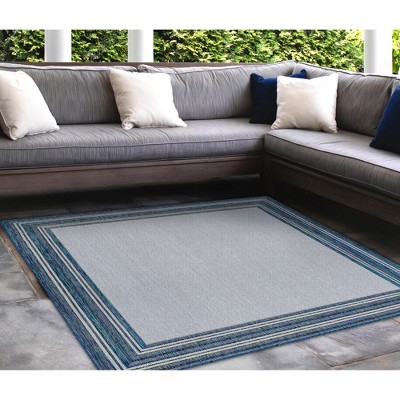 Carmel Navy Square Flatwoven Synthetic Area Rug, 7'10"