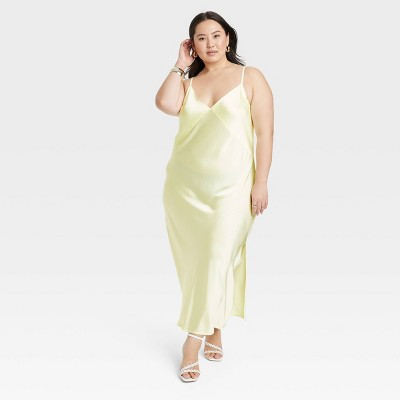 Women's Midi Slip Dress - A New Day™ Yellow 1X