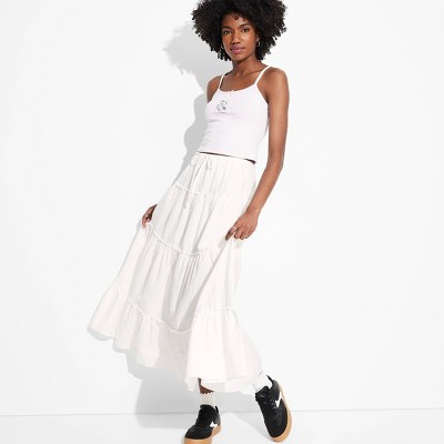 Women's Tiered Cotton Maxi Skirt - Wild Fable™ White XS