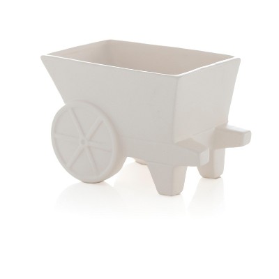 Small Kasbah Wheelcart Planter  - White - Shiraleah