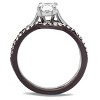 Slickblue Stainless Steel Two-Tone Ring for Women, Oval Clear CZ, Black or Dark Brown Finish, Wedding Style, Size 5-11 - 3 of 4