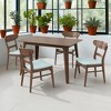 5-Piece Mid-Century Modern Dining Table Set with Faux Wood Tabletop and 4 Upholstered Rubberwood Chairs for Kitchen or Dining Room - 4 of 4